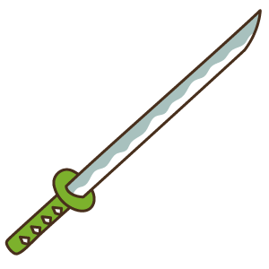 緑の柄の日本刀 – カッコいいトラくん(こどもの日)