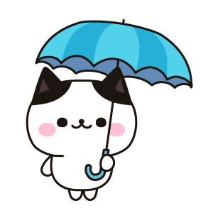 傘をさすネコ（ハチワレ）